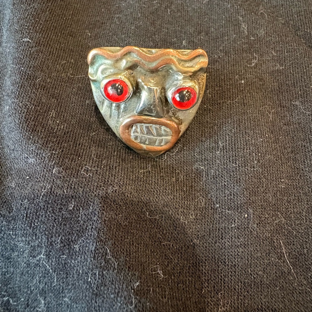 Cindy Bolin hand made Sterling silver one-of-a-kind Unique Face ring